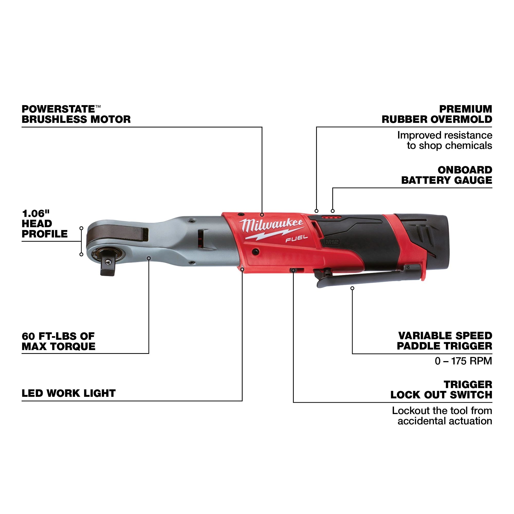 Kit de trinquete M12 FUEL™ de 1/2 con 2 baterías - 5